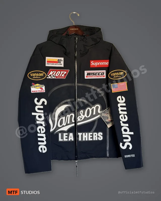 Supreme × Vanson Leathers GORE-TEX Shell Jacket — Black — L — New With Tags
