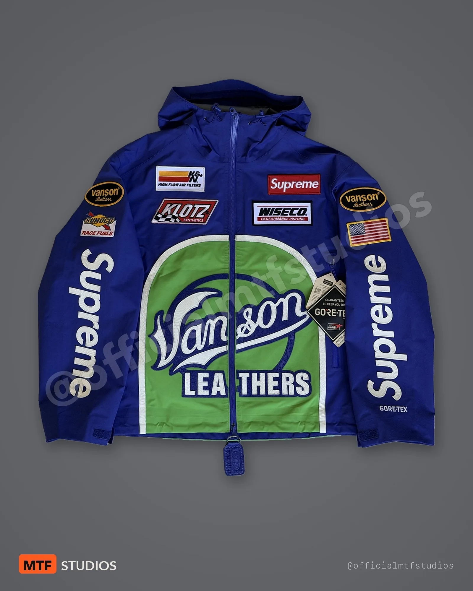 Supreme × Vanson Leathers GORE-TEX Shell Jacket — Royal — S — New With Tags